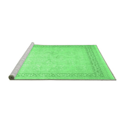 Sideview of Machine Washable Abstract Emerald Green Contemporary Area Rugs, wshcon1308emgrn