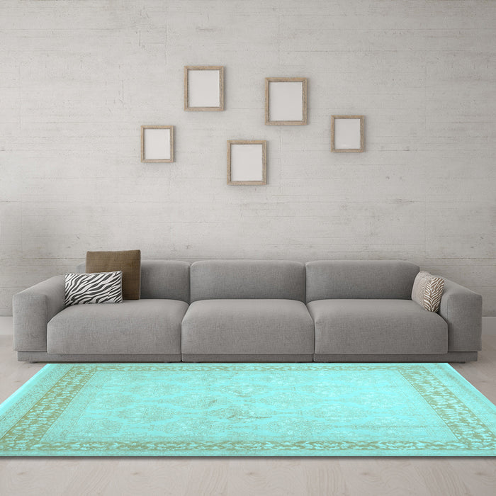 Machine Washable Abstract Light Blue Contemporary Rug in a Living Room, wshcon1308lblu