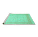 Sideview of Machine Washable Abstract Turquoise Contemporary Area Rugs, wshcon1308turq