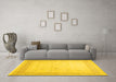 Machine Washable Abstract Yellow Contemporary Rug in a Living Room, wshcon1308yw