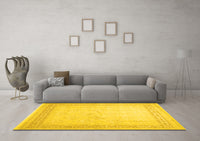 Machine Washable Abstract Yellow Contemporary Rug, wshcon1308yw