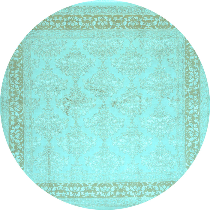 Round Machine Washable Abstract Light Blue Contemporary Rug, wshcon1308lblu
