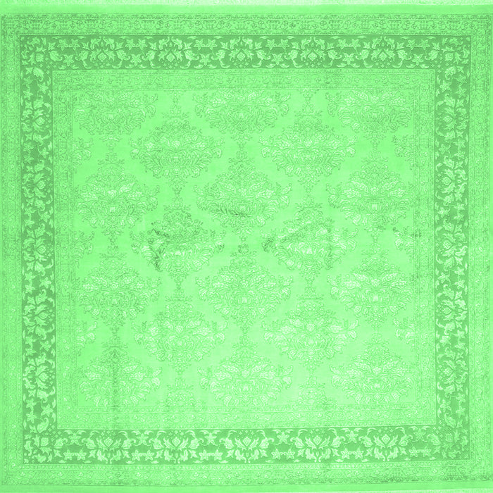 Square Machine Washable Abstract Emerald Green Contemporary Area Rugs, wshcon1308emgrn