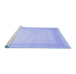 Sideview of Machine Washable Abstract Blue Contemporary Rug, wshcon1308blu