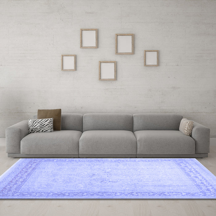 Machine Washable Abstract Blue Contemporary Rug in a Living Room, wshcon1308blu