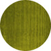 Round Abstract Yellow Contemporary Rug, con1309yw