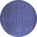 Round Abstract Blue Contemporary Rug, con1309blu