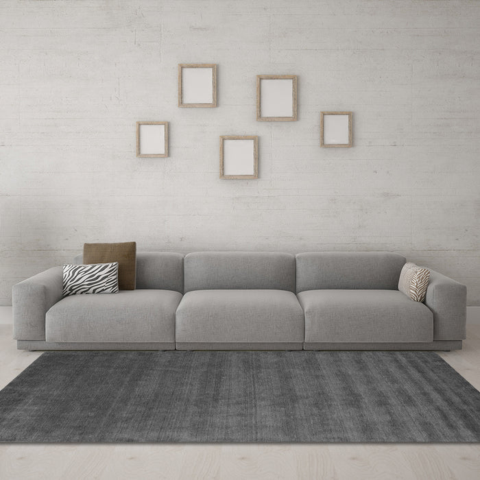 Machine Washable Abstract Gray Contemporary Rug in a Living Room,, wshcon1309gry
