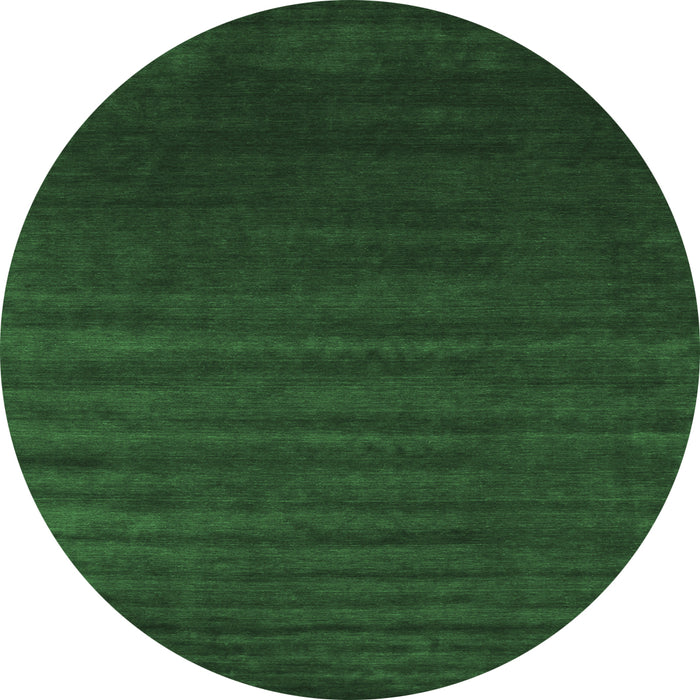 Round Machine Washable Abstract Emerald Green Contemporary Area Rugs, wshcon130emgrn