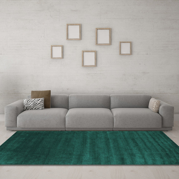 Machine Washable Abstract Turquoise Contemporary Area Rugs in a Living Room,, wshcon130turq