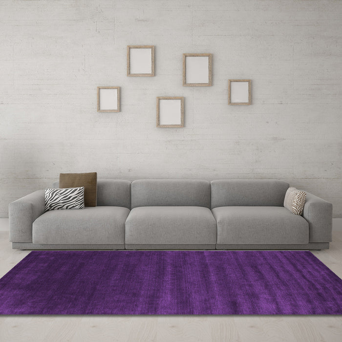 Machine Washable Abstract Purple Contemporary Area Rugs in a Living Room, wshcon130pur
