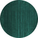 Round Machine Washable Abstract Turquoise Contemporary Area Rugs, wshcon130turq