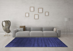 Machine Washable Abstract Blue Contemporary Rug in a Living Room, wshcon130blu