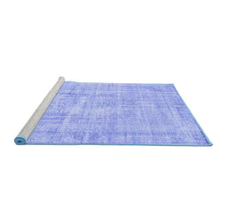 Sideview of Machine Washable Abstract Blue Contemporary Rug, wshcon1310blu