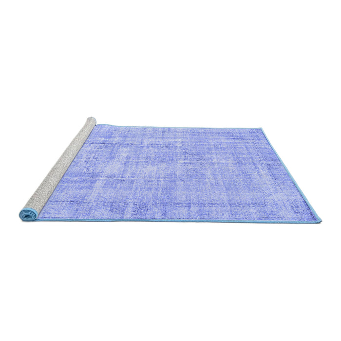 Sideview of Machine Washable Abstract Blue Contemporary Rug, wshcon1310blu