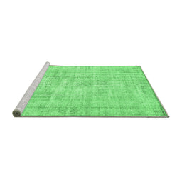 Sideview of Machine Washable Abstract Emerald Green Contemporary Area Rugs, wshcon1310emgrn