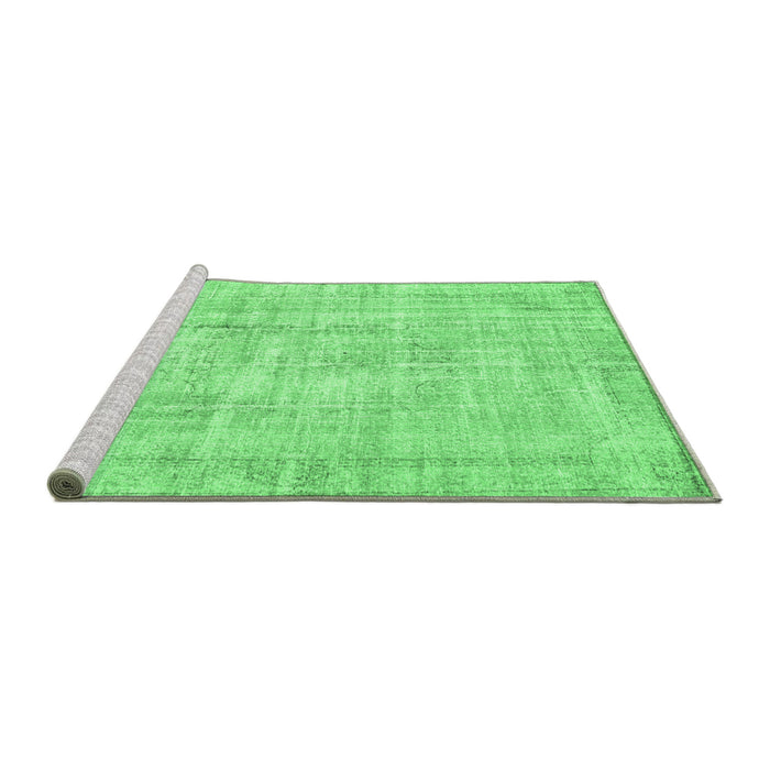 Sideview of Machine Washable Abstract Emerald Green Contemporary Area Rugs, wshcon1310emgrn