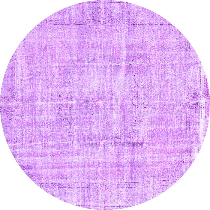 Round Machine Washable Abstract Purple Contemporary Area Rugs, wshcon1310pur