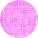 Round Abstract Pink Contemporary Rug, con1310pnk