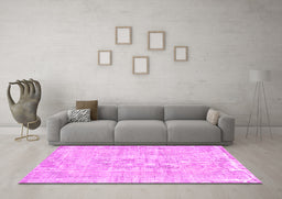 Machine Washable Abstract Pink Contemporary Rug in a Living Room, wshcon1310pnk