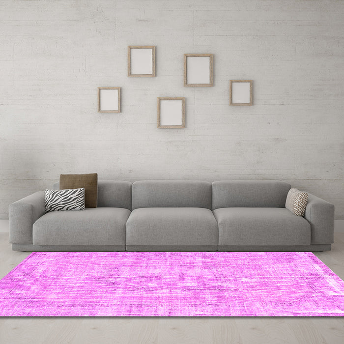 Machine Washable Abstract Pink Contemporary Rug in a Living Room, wshcon1310pnk
