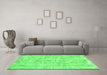 Machine Washable Abstract Green Contemporary Area Rugs in a Living Room,, wshcon1310grn