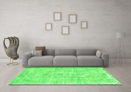 Machine Washable Abstract Green Contemporary Area Rugs in a Living Room,, wshcon1310grn