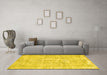 Machine Washable Abstract Yellow Contemporary Rug in a Living Room, wshcon1310yw