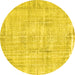 Round Abstract Yellow Contemporary Rug, con1310yw