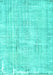 Machine Washable Abstract Turquoise Contemporary Area Rugs, wshcon1310turq