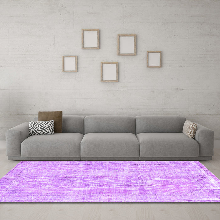 Machine Washable Abstract Purple Contemporary Area Rugs in a Living Room, wshcon1310pur