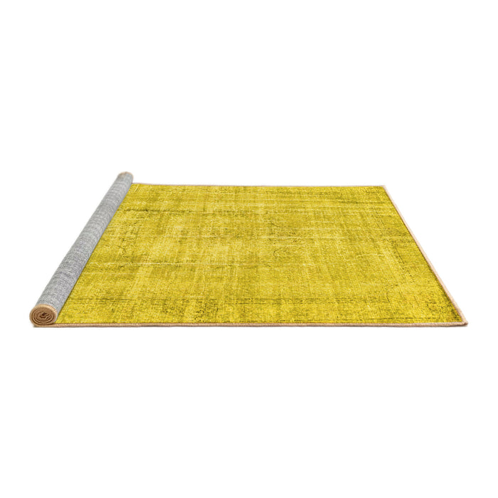 Sideview of Machine Washable Abstract Yellow Contemporary Rug, wshcon1310yw