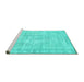 Sideview of Machine Washable Abstract Turquoise Contemporary Area Rugs, wshcon1310turq