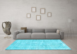 Machine Washable Abstract Light Blue Contemporary Rug in a Living Room, wshcon1310lblu