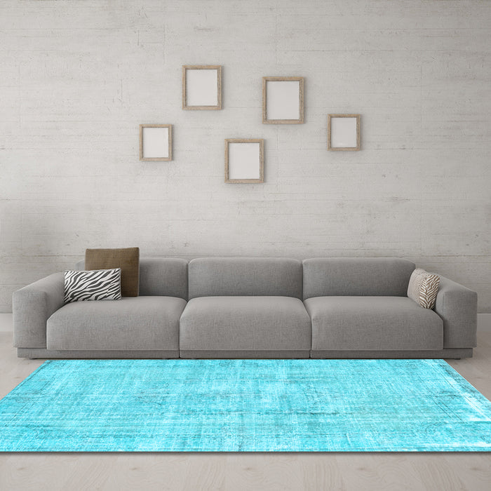Machine Washable Abstract Light Blue Contemporary Rug in a Living Room, wshcon1310lblu