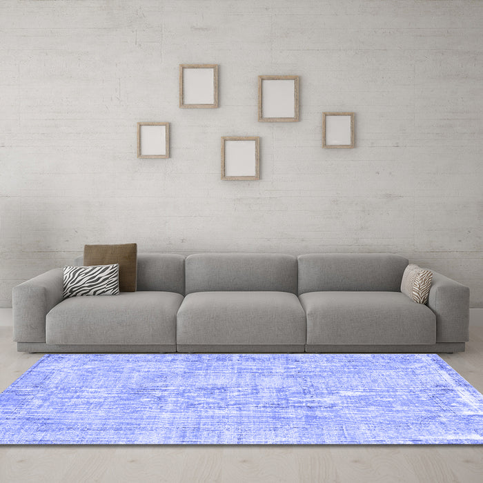 Machine Washable Abstract Blue Contemporary Rug in a Living Room, wshcon1310blu