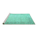 Sideview of Machine Washable Abstract Turquoise Contemporary Area Rugs, wshcon1311turq