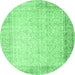 Round Abstract Emerald Green Contemporary Rug, con1311emgrn