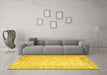 Machine Washable Abstract Yellow Contemporary Rug in a Living Room, wshcon1311yw