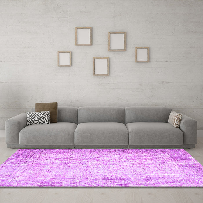 Machine Washable Abstract Purple Contemporary Area Rugs in a Living Room, wshcon1311pur