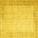 Square Machine Washable Abstract Yellow Contemporary Rug, wshcon1311yw