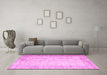 Machine Washable Abstract Pink Contemporary Rug in a Living Room, wshcon1311pnk