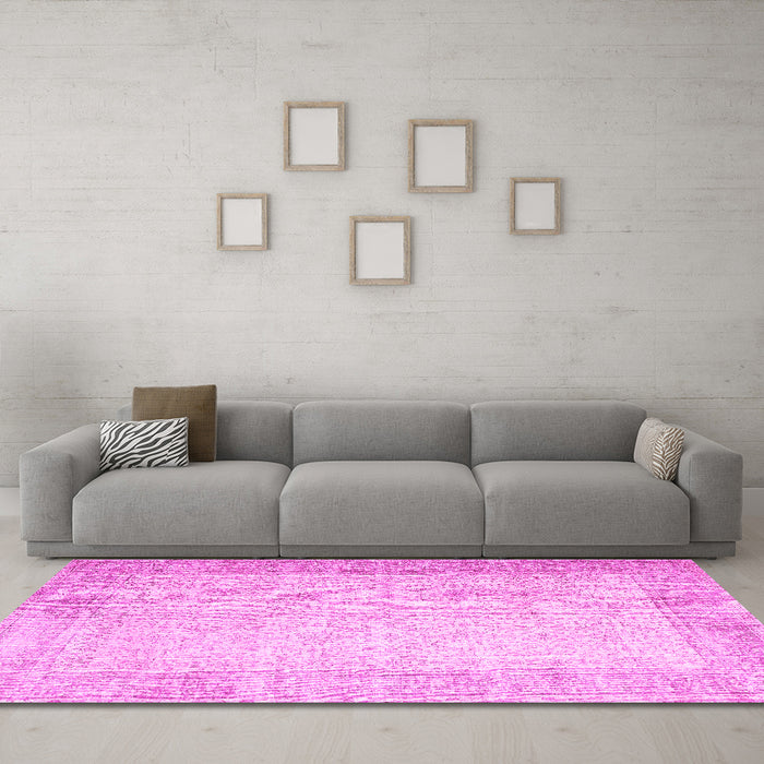 Machine Washable Abstract Pink Contemporary Rug in a Living Room, wshcon1311pnk