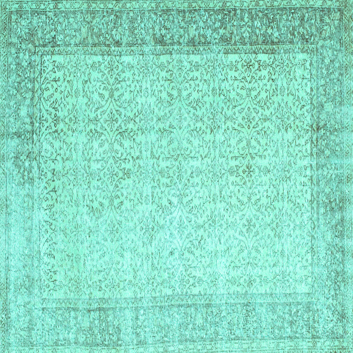 Square Abstract Turquoise Contemporary Rug, con1311turq