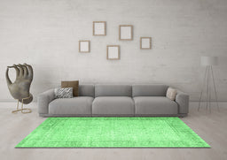 Machine Washable Abstract Emerald Green Contemporary Area Rugs in a Living Room,, wshcon1311emgrn