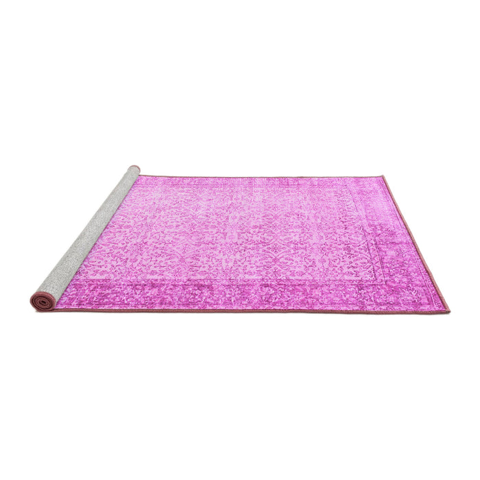 Sideview of Machine Washable Abstract Pink Contemporary Rug, wshcon1311pnk
