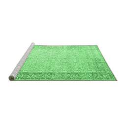 Sideview of Machine Washable Abstract Emerald Green Contemporary Area Rugs, wshcon1311emgrn