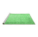 Sideview of Machine Washable Abstract Emerald Green Contemporary Area Rugs, wshcon1311emgrn