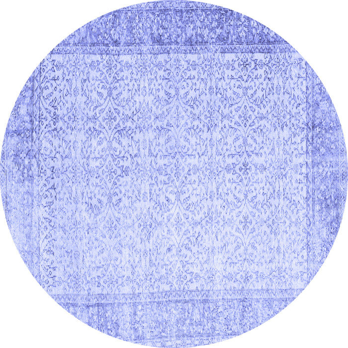 Round Abstract Blue Contemporary Rug, con1311blu