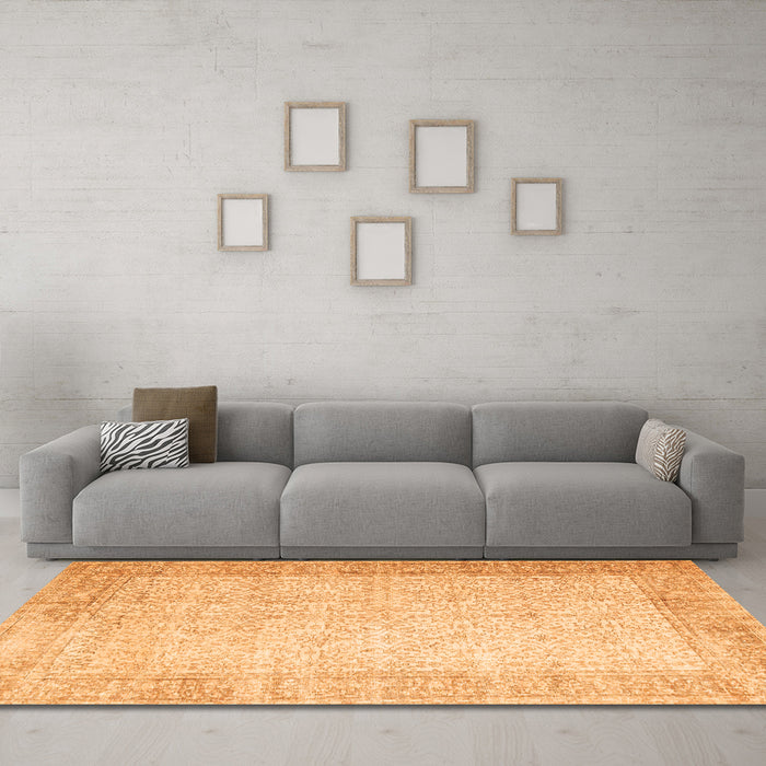 Machine Washable Abstract Orange Contemporary Area Rugs in a Living Room, wshcon1311org